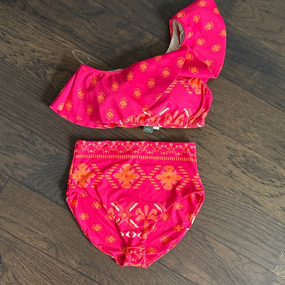 Hermoza Pink and Orange Swimsuit - Size 8 Top and Size 6 Bottoms - New w Tags